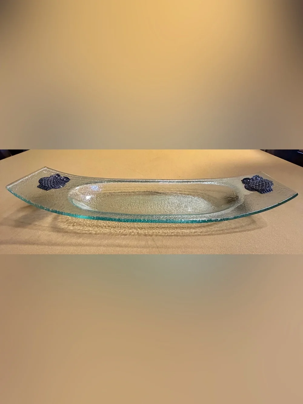 Vintage Fifth Avenue Crystal Glass Owl Serving Platter Tray